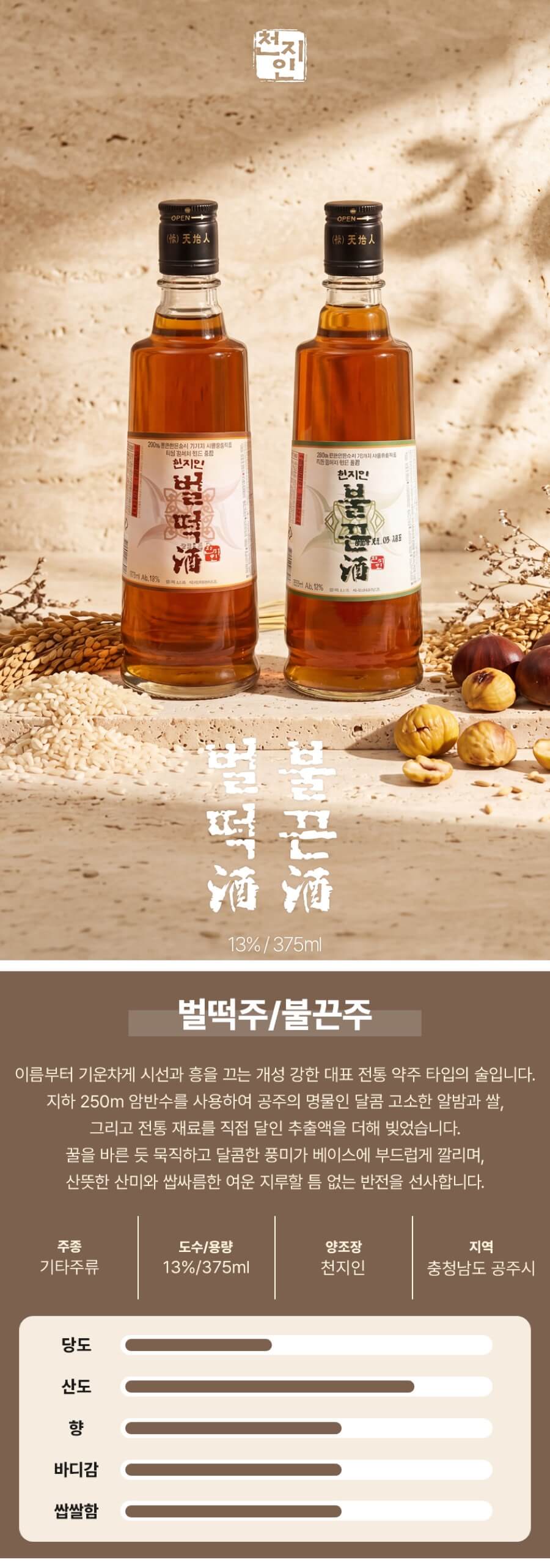 불끈주·벌떡주 13도 375ml 2병 세트