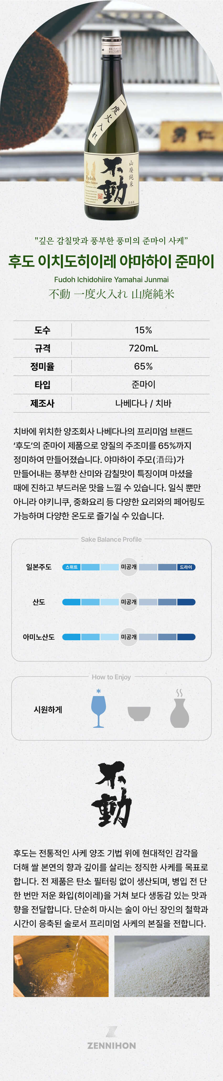 후도 이치도히이레 야마하이 준마이 720ml 상세 이미지